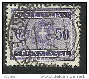 ITALIA REGNO ITALY KINGDOM 1934 SEGNATASSE TAXES DUE TASSE STEMMA CON FASCI COAT OF ARMS CENT. 50 USATO USED - Taxe