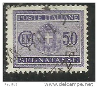 ITALIA REGNO ITALY KINGDOM 1934 SEGNATASSE TAXES DUE TASSE STEMMA CON FASCI COAT OF ARMS CENT. 50 USATO USED - Strafport