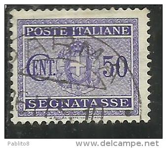 ITALIA REGNO ITALY KINGDOM 1934 SEGNATASSE TAXES DUE TASSE STEMMA CON FASCI COAT OF ARMS CENT. 50 USATO USED - Taxe