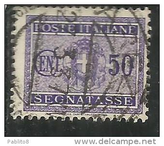 ITALIA REGNO ITALY KINGDOM 1934 SEGNATASSE TAXES DUE TASSE STEMMA CON FASCI COAT OF ARMS CENT. 50 USATO USED - Postage Due