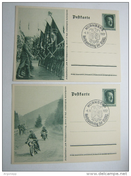 1937, 2 Propagandaganzsachen Mir Sonderstempel - Weltkrieg 1939-45