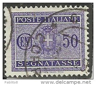 ITALIA REGNO ITALY KINGDOM 1934 SEGNATASSE TAXES POSTAGE DUE TASSE STEMMA CON FASCI COAT OF ARMS CENT. 50 USATO USED - Strafport