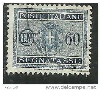 ITALIA REGNO ITALY KINGDOM 1934 SEGNATASSE TAXES DUE TASSE STEMMA CON FASCI COAT OF ARMS CENT. 60 USATO USED - Strafport