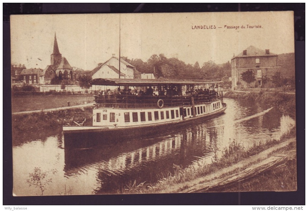 Carte Postale - LANDELIES - Passage Du Touriste - Bateau - CPA   // - Montigny-le-Tilleul