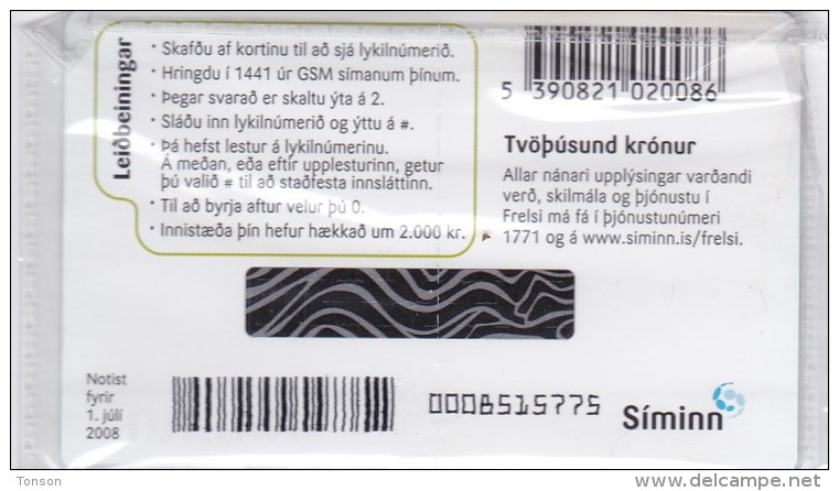 Iceland, SIM-REF-004, SIMINN 2000 Kr, GSM Refill, Woman - 1, Mint In Blister 2 Scans. - IJsland