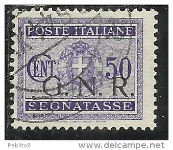 ITALIA REGNO ITALY KINGDOM 1944 REPUBBLICA SOCIALE ITALIANA RSI GNR G.N.R. TASSE TAXES SEGNATASSE CENT. 50 USED - Portomarken