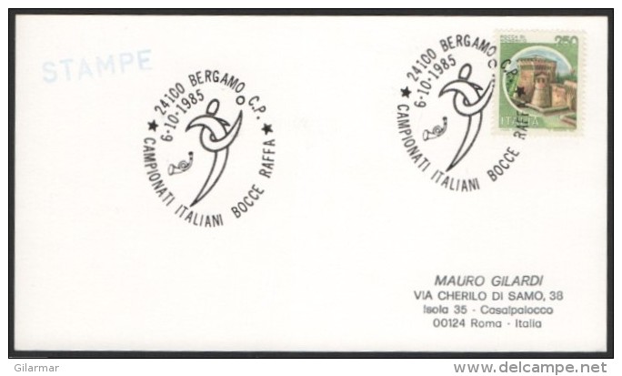 BOWLS - ITALIA BERGAMO 1985 - CAMPIONATI ITALIANI BOCCE RAFFA - CARD - Petanca