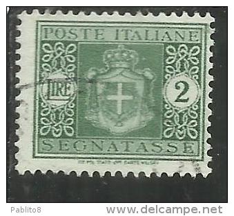 ITALIA REGNO LUOGOTENENZA 1945 SEGNATASSE SENZA FILIGRANA  LIRE 2 TIMBRATO USED - Taxe