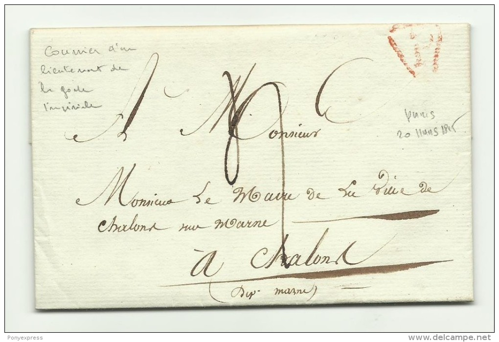 1815 De Paris à Chalons Sur Marne Lettre D'un Officier Impérial Pour Récupérer Sa Jument - 1801-1848: Voorlopers XIX