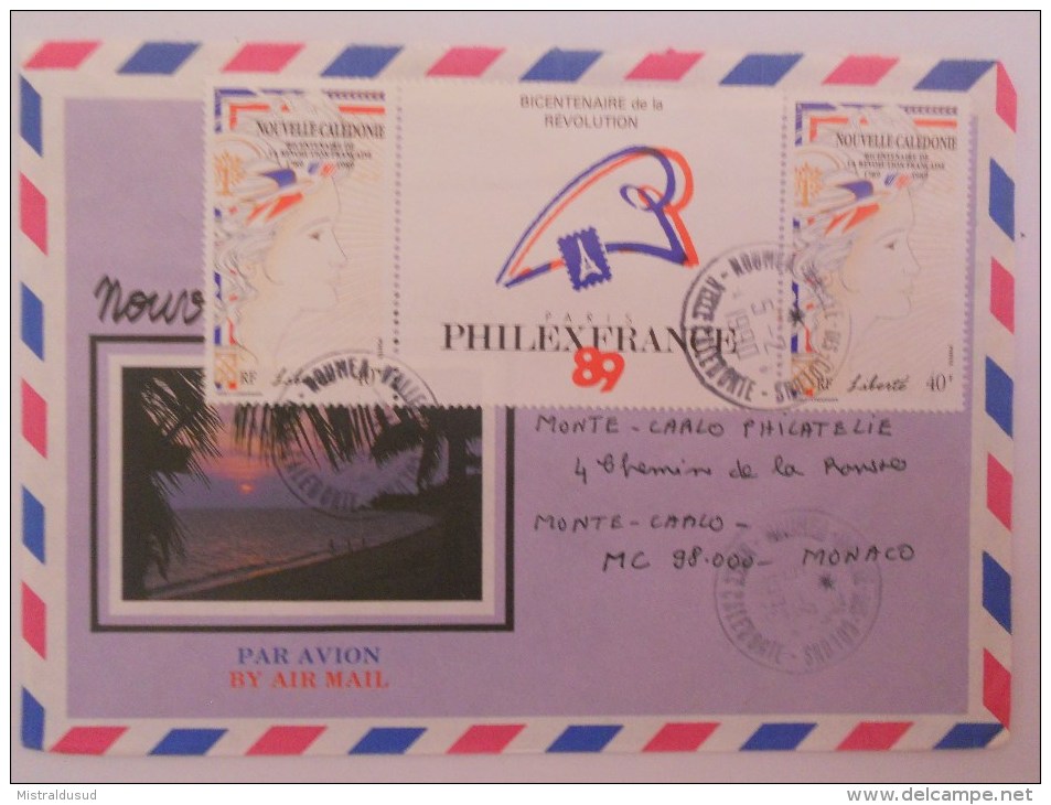 Nouvelle Caledonie Lettre De Noumea 1990 Pour Monaco - Storia Postale