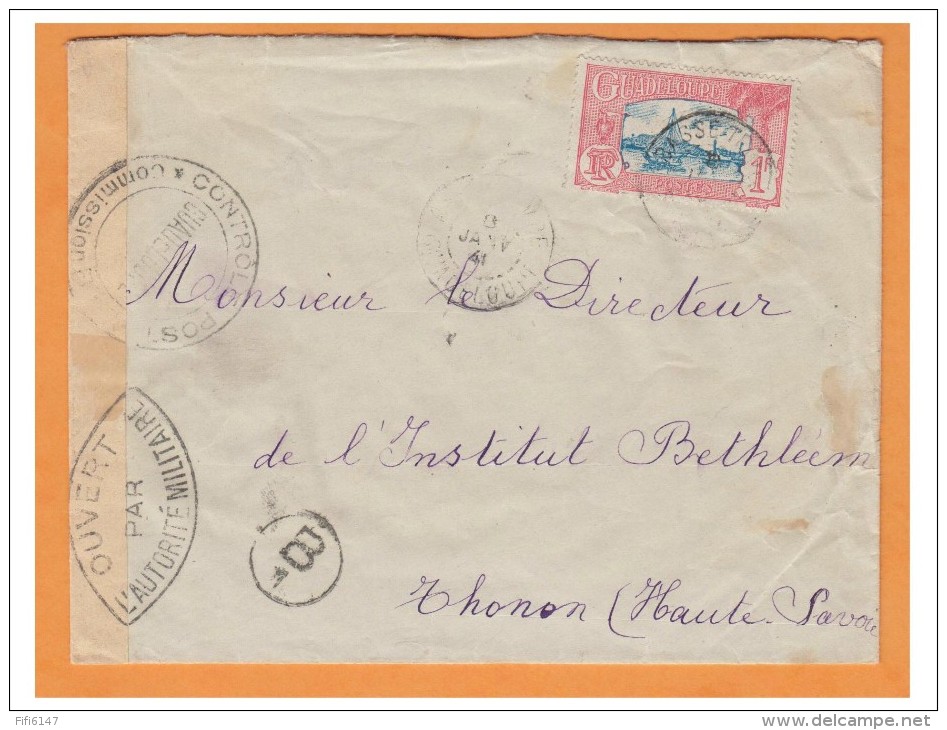 GUADELOUPE ## LETTRE DE BASSE-TERRE 1941 ## CENSURE MILITAIRE ## TRANSIT PTE A PITRE - Briefe U. Dokumente