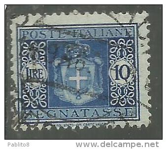 ITALY KINGDOM ITALIA REGNO LUOGOTENENZA 1945 TASSE TAXES DUE SEGNATASSE RUOTA LIRE 10 TIMBRATO USED - Taxe