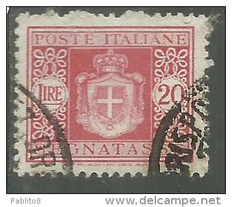 ITALY KINGDOM ITALIA REGNO LUOGOTENENZA 1945 TASSE TAXES POSTAGE DUE SEGNATASSE RUOTA WHEEL LIRE 20 USATO USED OBLITERE' - Strafport