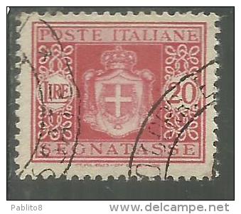 ITALY KINGDOM ITALIA REGNO LUOGOTENENZA 1945 TASSE TAXES POSTAGE DUE SEGNATASSE RUOTA WHEEL LIRE 20 USATO USED OBLITERE' - Taxe