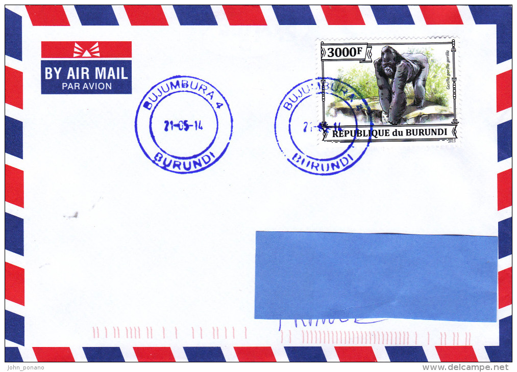 R] RARE: Belle Enveloppe Nice Cover Burundi Gorille Gorilla - Gorilla's