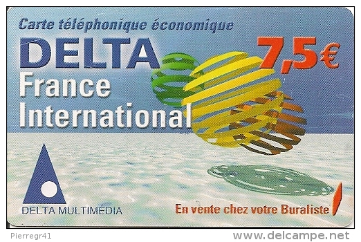 CARTE-PREPAYEE-DELTA-MULT IMEDIA-DELTA--7 .5€--FRANCE-INTERNATIONAL-PLASTIC EPAIS- -30/06/2006-TBE     - - Autres & Non Classés