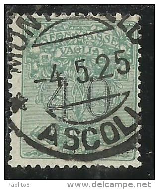 ITALY KINGDOM ITALIA REGNO 1924 SEGNATASSE TAXES TASSE DUE PER VAGLIA CENT. 40 USATO USED - Mandatsgebühr