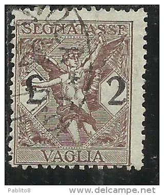 ITALY KINGDOM ITALIA REGNO 1924 SEGNATASSE TAXES TASSE DUE PER VAGLIA LIRE 2 USATO USED - Strafport Voor Mandaten