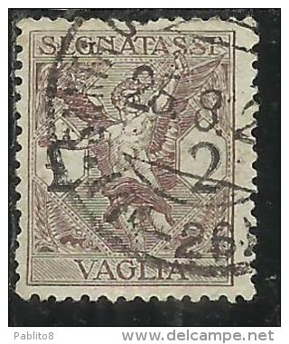 ITALY KINGDOM ITALIA REGNO 1924 SEGNATASSE TAXES TASSE POSTAGE DUE PER VAGLIA LIRE 2 USATO USED OBLITERE' - Taxe Pour Mandats