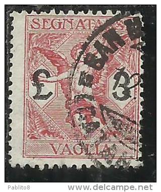 ITALY KINGDOM ITALIA REGNO 1924 SEGNATASSE TAXES TASSE DUE PER VAGLIA LIRE 3 USATO USED - Strafport Voor Mandaten