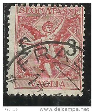 ITALY KINGDOM ITALIA REGNO 1924 SEGNATASSE TAXES TASSE DUE PER VAGLIA LIRE 3 USATO USED - Taxe Pour Mandats
