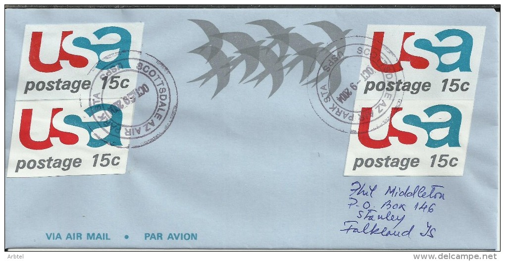 USA ENTERO POSTAL SCOTTSDALE AVE PAJAROS FRANQUEO ADICIONAL CON ENTEROS RECORTADOS - 2001-10