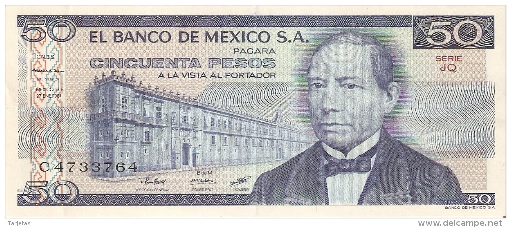 BILLETE DE MEXICO DE 50 PESOS DEL AÑO 1976 (BANKNOTE) - Mexiko