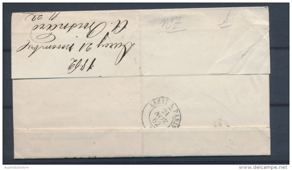 1862 Lettre N°14 Obl PC1145 DUCEY MANCHE(48) N1254 - 1801-1848: Précurseurs XIX