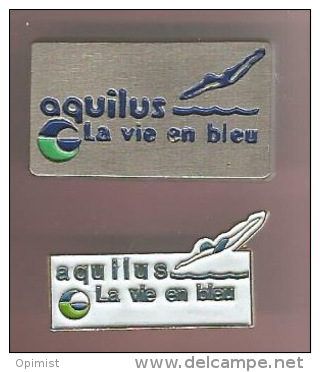 37363-lot De 2 Pin's.Natation.Aquilus Piscines, Aménageur D'extérieur - Natation