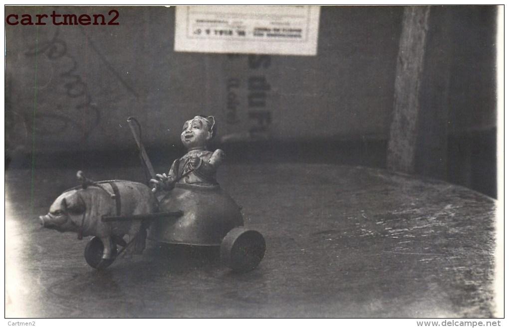 CARTE PHOTO : AUTOMATE CELLULOÏD JOUET A TIRER 1930 JEU TOY COCHON Dinky Toys JEP NOREV MINALUXE SCHUCO - Jouets Anciens