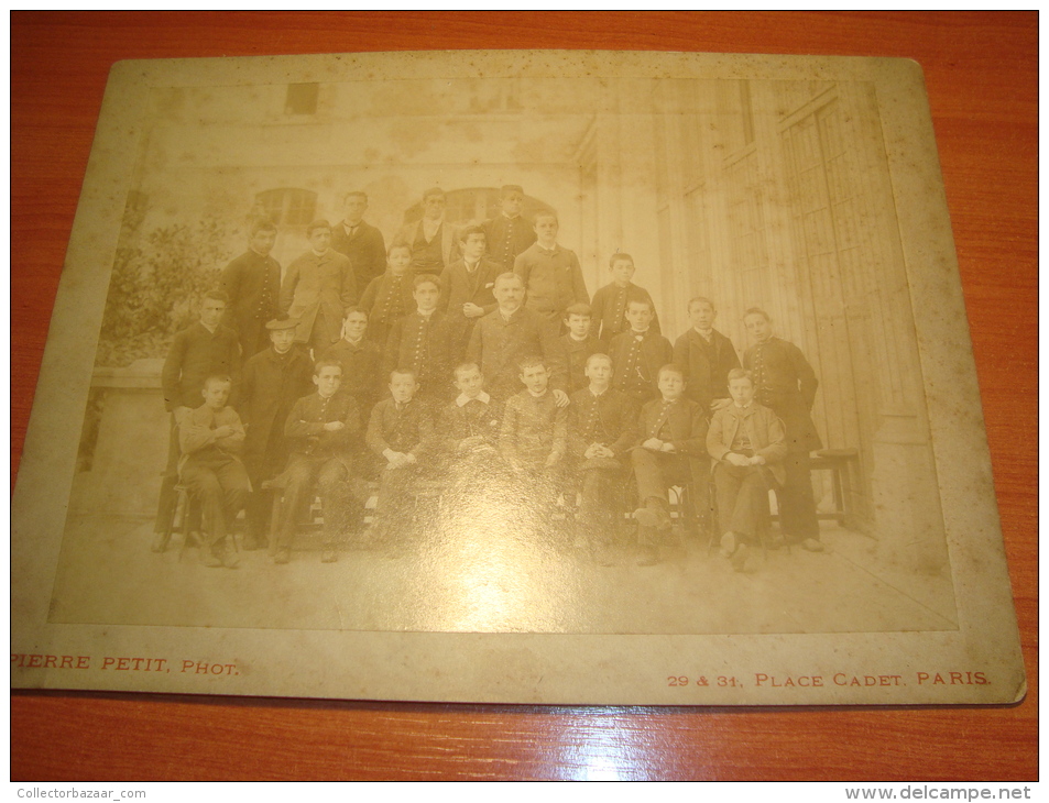 Ca1870 Pierre Petit Paris Photo De Classe D'école Des élèves Beret 29x22 Militaire Vintage Original Cabinet (cajazul) - Ancianas (antes De 1900)