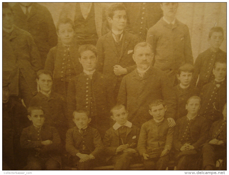 Ca1870 Pierre Petit Paris Photo De Classe D'école Des élèves Beret 29x22 Militaire Vintage Original Cabinet (cajazul) - Ancianas (antes De 1900)