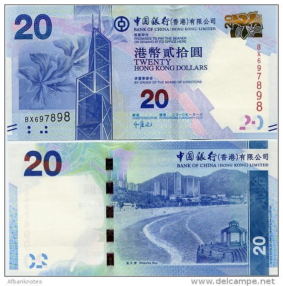 HONG KONG - BoC     20 Dollars     P-341a        1.1.2010         UNC - Hong Kong