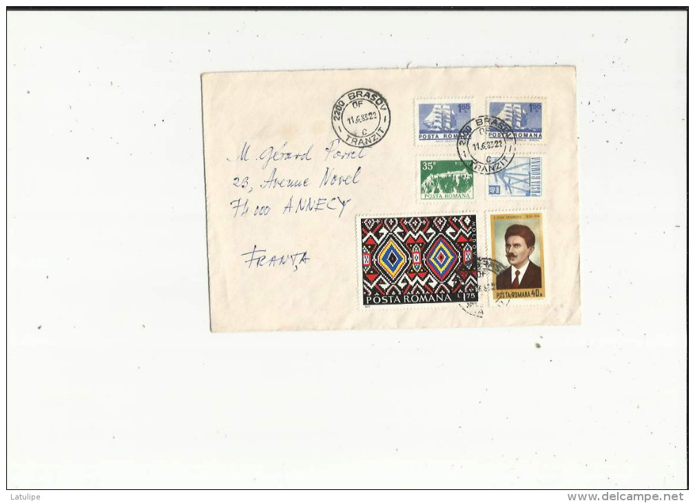 Enveloppe Timbrée  De Exp: Mr Georges Chiva A Brason Roumanie Adressé A Mr Gerard Porret A Annecy 74 - Postmark Collection