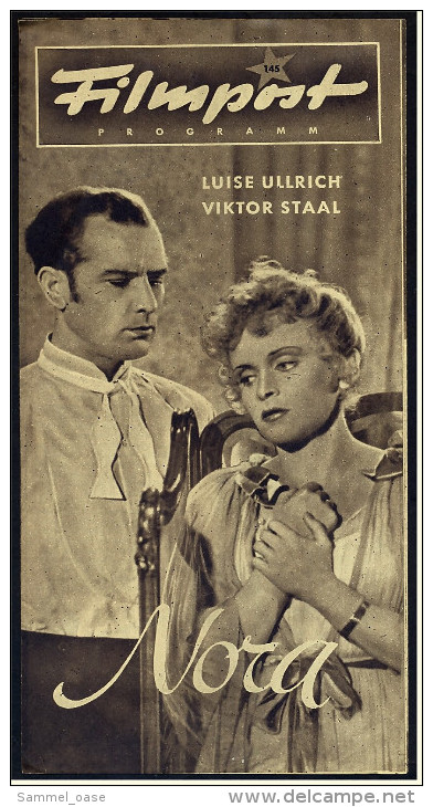 "Filmpost" "Nora" Mit Luise Ullrich , Viktor Staal  -  Filmprogramm Nr. 145 Von Ca. 1948 - Other & Unclassified