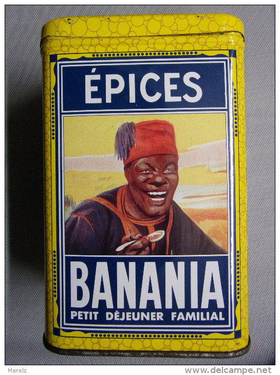 Boite En Fer CHOCOLAT  "BANANIA Petit Déjeuner" : Illustration : Tirailleur Sénégalais "EPICES" - Scatole