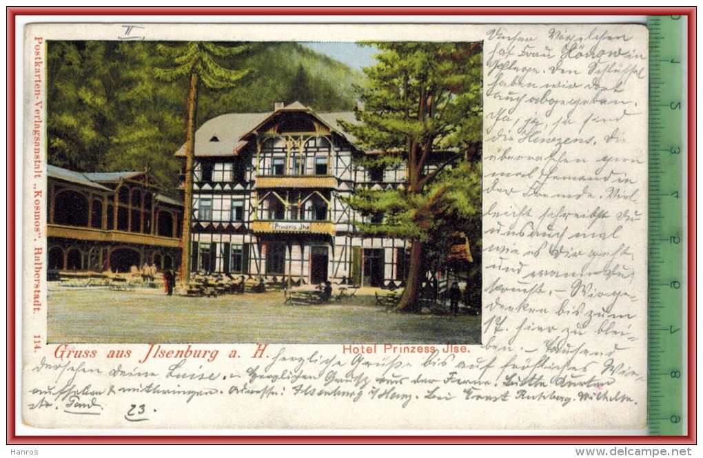 Gruß Aus Ilsenburg, Hotel Prinzess Ilse-1902,-Verlag: Kosmos, Halberstadt, POSTKARTE, Mit Frankatur, - Ilsenburg