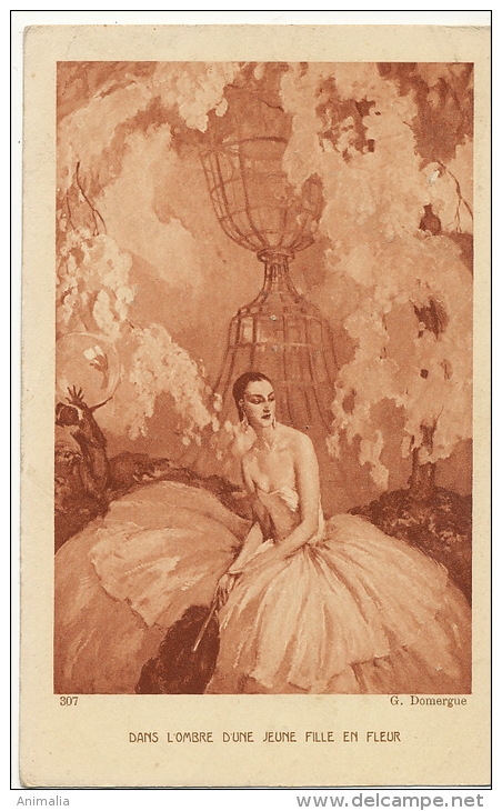 Signée Domergue Art Deco Dans L Ombre D Une Jeune Fille En Fleur Sablier - Braun, W.