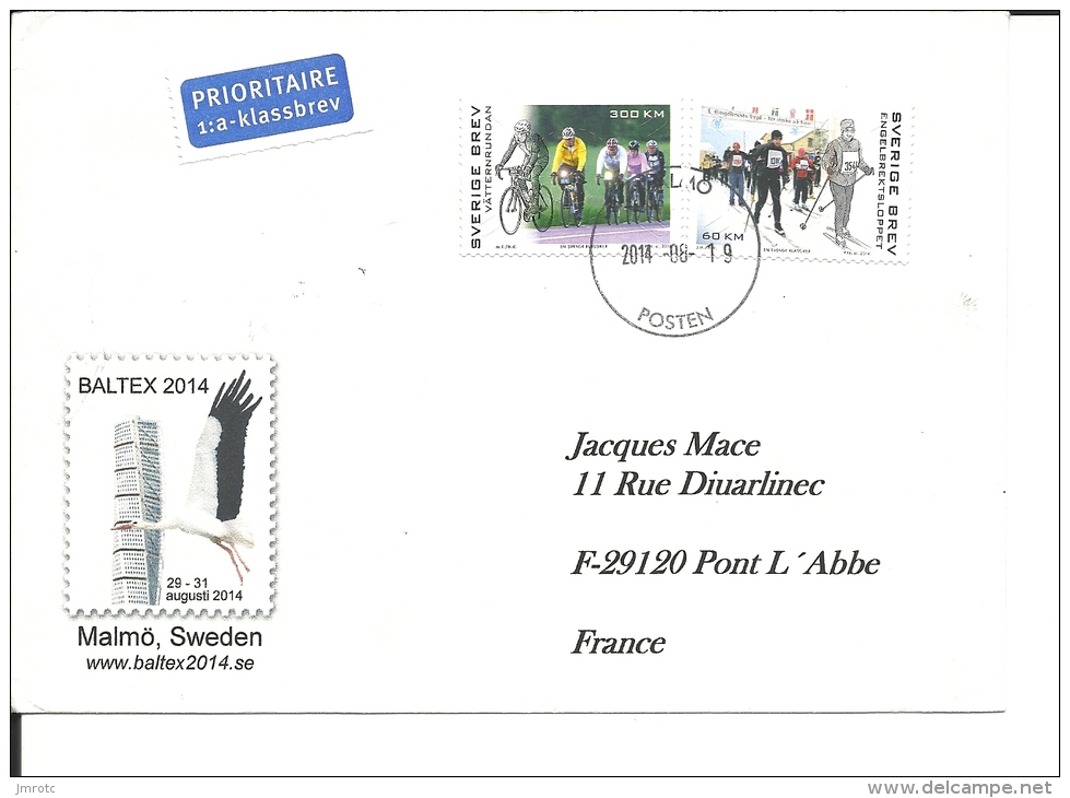 Lettre   Suede  2014 , Sports,  (709) - Lettres & Documents