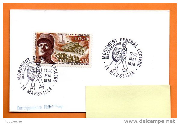 13 MARSEILLE GENERAL LECLERC 1975  Lettre Entière N° I 6 - Militaria