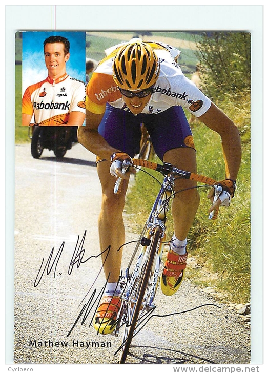 Matthew HAYMAN, Autographe Manuscrit, Dédicace. 2 Scans. Rabobank - Cyclisme