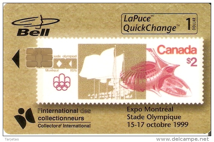 TARJETA DE CANADA CON UN SELLO DE LA OLIMPIADA DE MONTREAL (SELLO-STAMP) NUEVA-MINT SIN BLISTER - Timbres & Monnaies