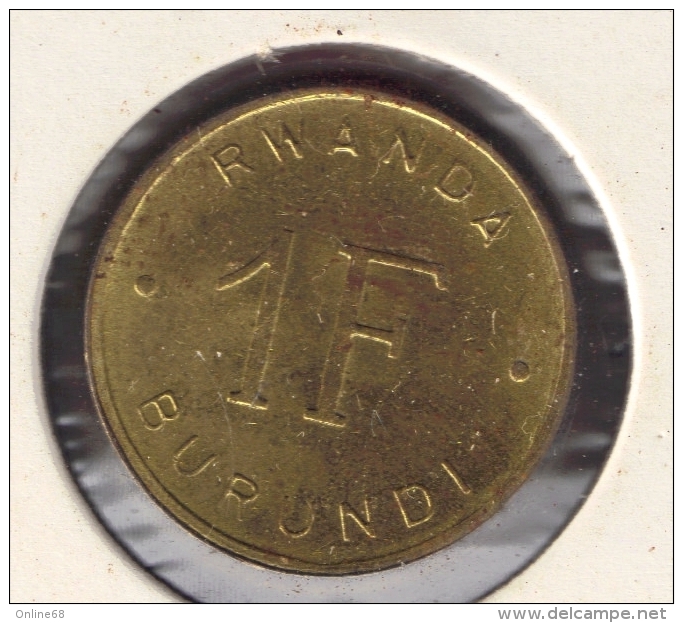 RWANDA BURUNDI 1 FRANC 1961  LION 	KM# 1 - Rwanda