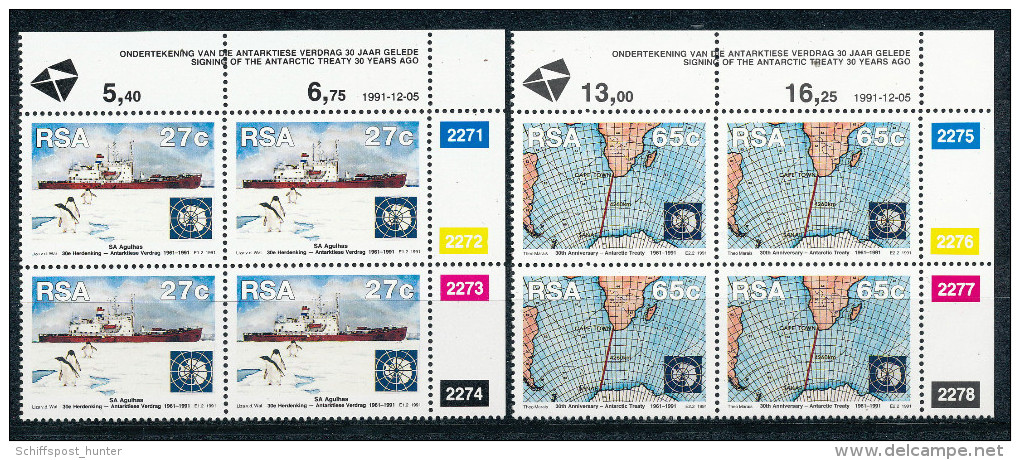 SWA, 30 Years Antarctic Treaty,Viereblock-Satz ER Oben Rechts Feinst Xx ( MNH ), Los 1211-11 - Nuevos