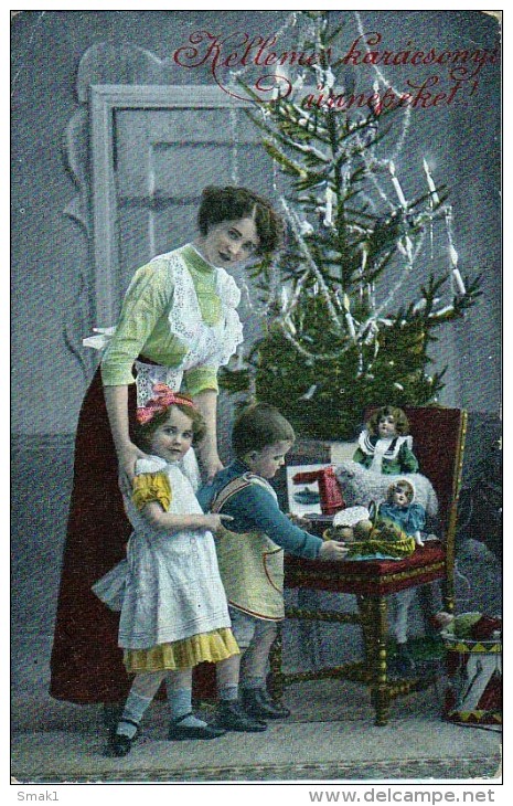 AK WEIHNACHTEN KINDER SCHÖNE JUNGE MÄDCHEN Weihnachtsbaum Mit Spielzeug Und Geschenk- Nr.1440/5.ALTE POSTKARTEN 1915 - Sonstige & Ohne Zuordnung