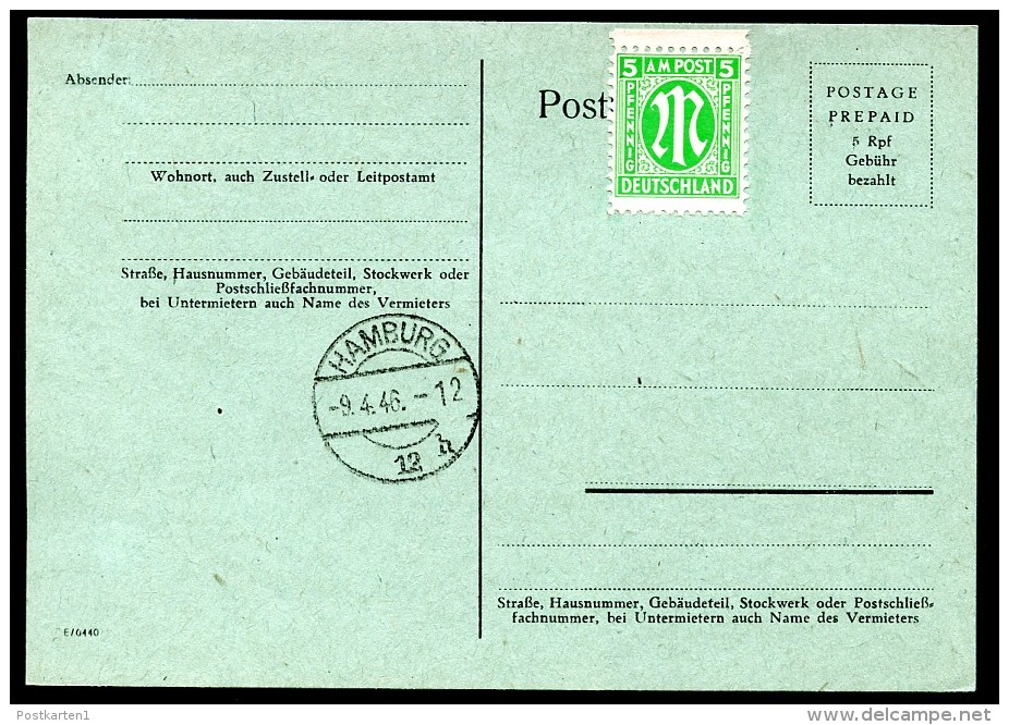 Behelfsausgabe P690  Postkarte  RPD Hamburg 1945 Kat. 11,00 € - Provisional Issues British Zone