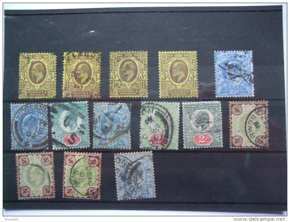 GB EDWARD VII SELECTION WITH SHADES AND PRINTINGS ON A STOCK CARD - Used Stamps