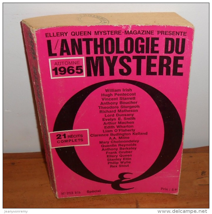 L´anthologie Du Mystère. Spécial . N°213 Bis. Automne 1965 - Opta - Littérature Policière