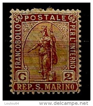 Timbres - Saint-Marin - 1877-1899 - 2c. - - Oblitérés