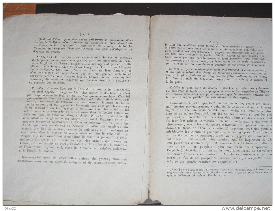 TOURNAI . MANDEMENT DE MONSIEUR L'EVEQUE DE TOURNAY - 12/6/1807- François Joseph HIRN -Suit Prise Ville Dantzig- - Documents Historiques